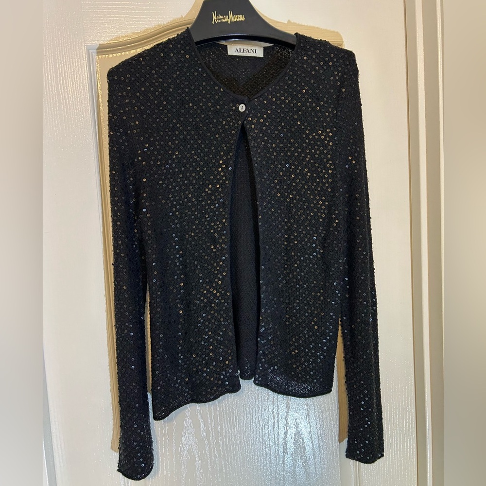 Alfani Black Sequin sweater Jacket, size M